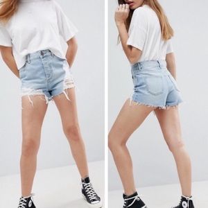ASOS Jean Shorts High Rise Ripped Denim Shorts Size 4